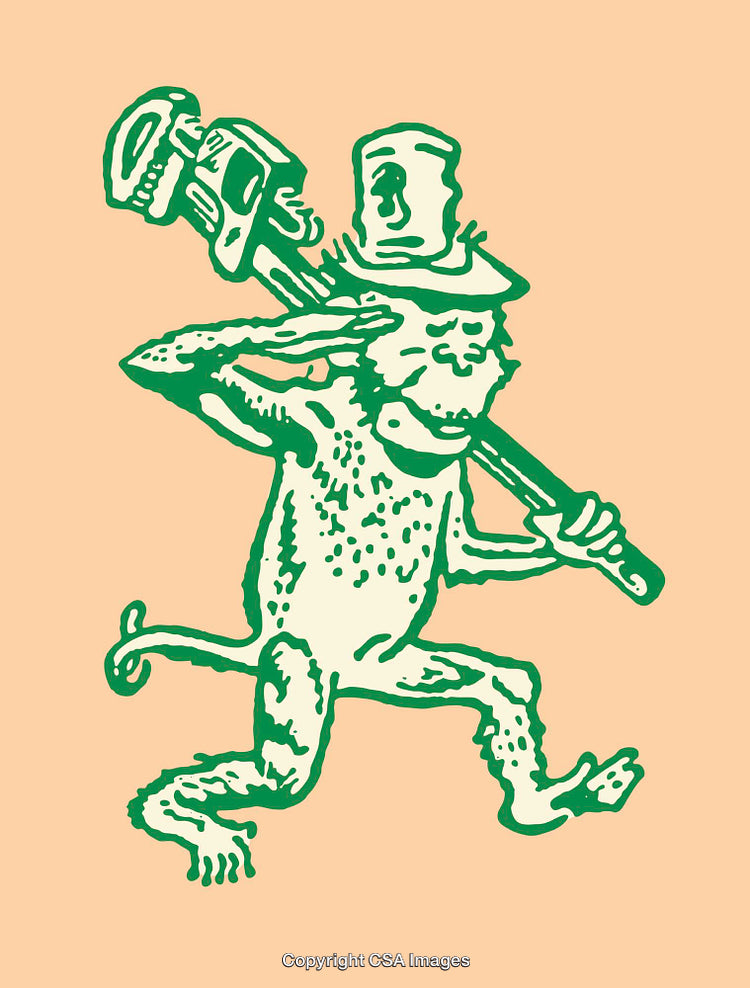 Green Line Art Illustration of a Monkey With a Wrench