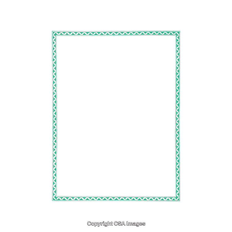 Green Patterned Frame on White Background With Decorative Border Illustration