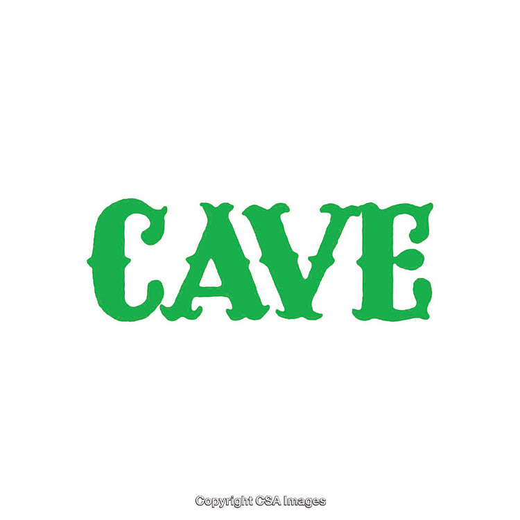 Bold Green Typeface with the Word 'CAVE' Printed on White Background