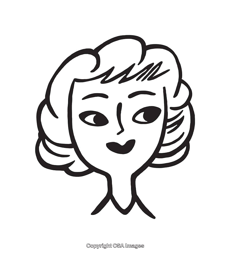 Black and White Line Art Illustration of a Woman's Face