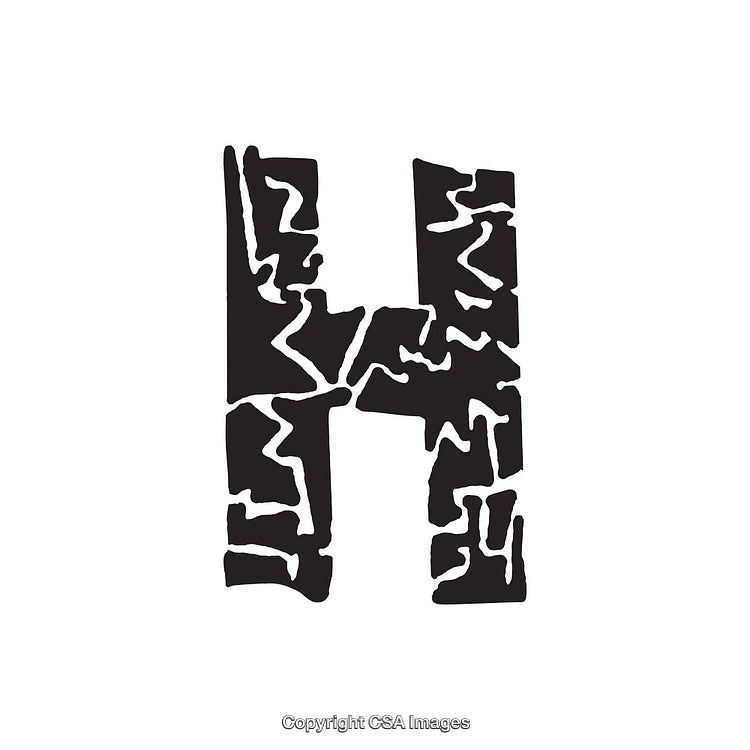 Creative Black Artistic Letter H Design on White Background