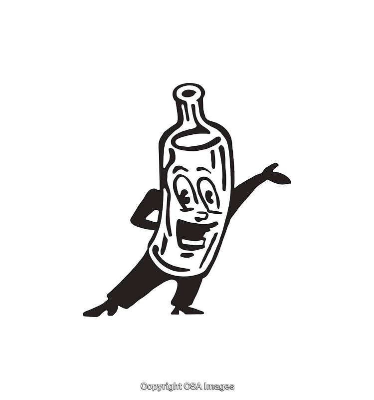 Cartoon Illustration of a Bottle Character with a Joyful Expression