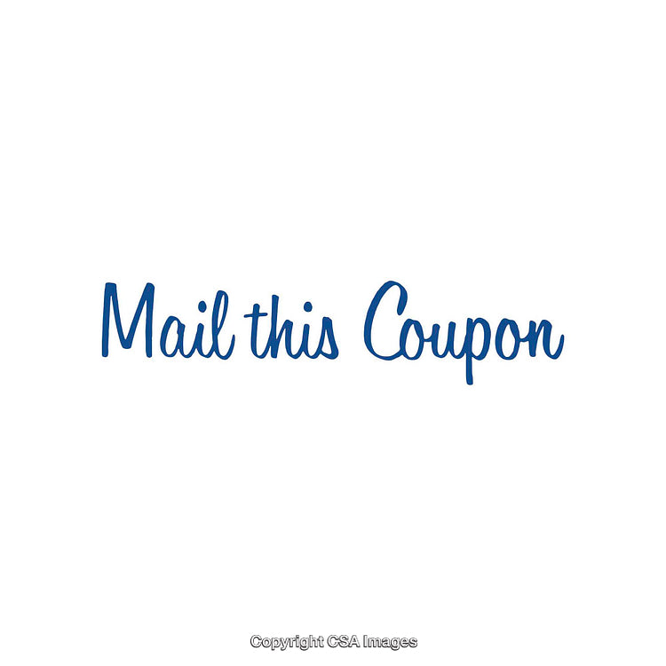 Blue Text Displaying 'Mail This Coupon' on White Background