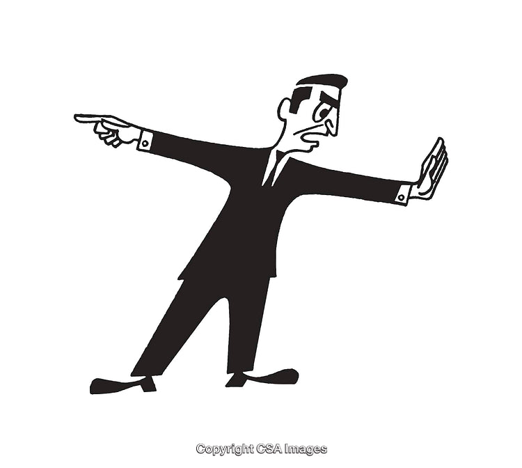 Vintage Styled Black and White Line Art Man in Business Suit