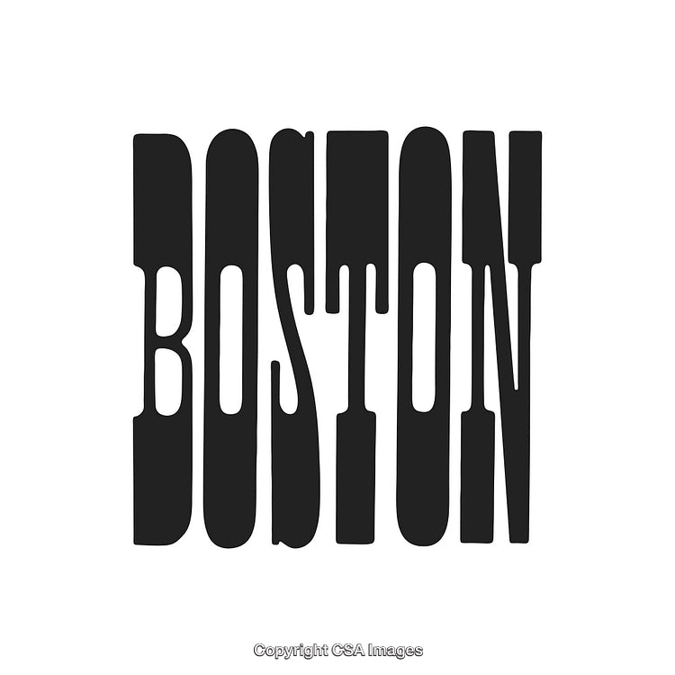 Retro Typography Design Featuring the Word Boston Isolated on White Background