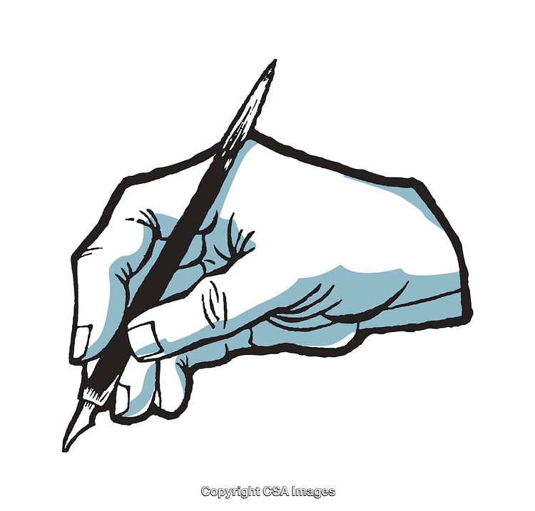 Illustration of a Hand Holding a Pen in Artistic Minimalist Style
