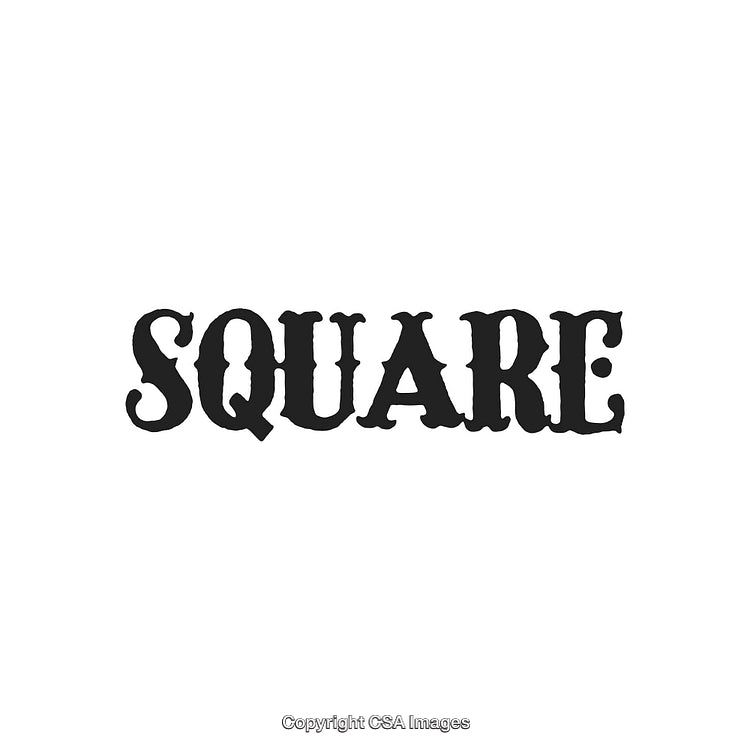 Stylized Black Lettering of the Word Square on a White Background