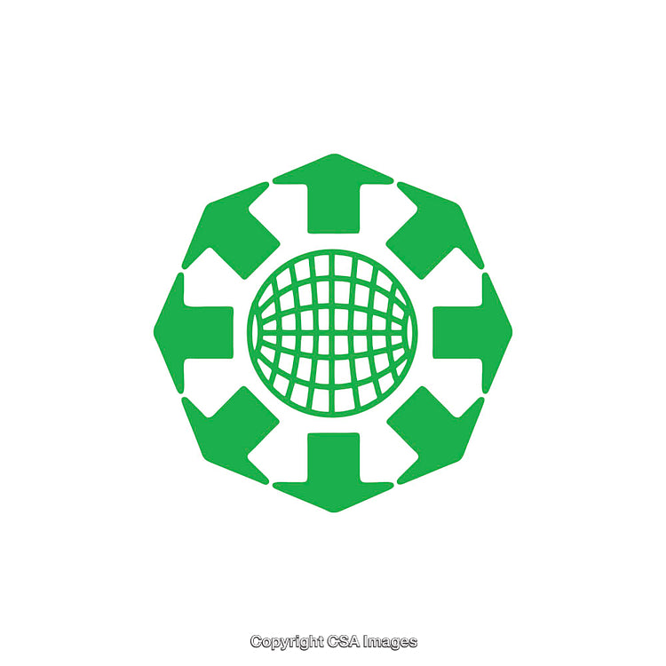 Green Abstract Logo with Arrows Forming a Circular Grid