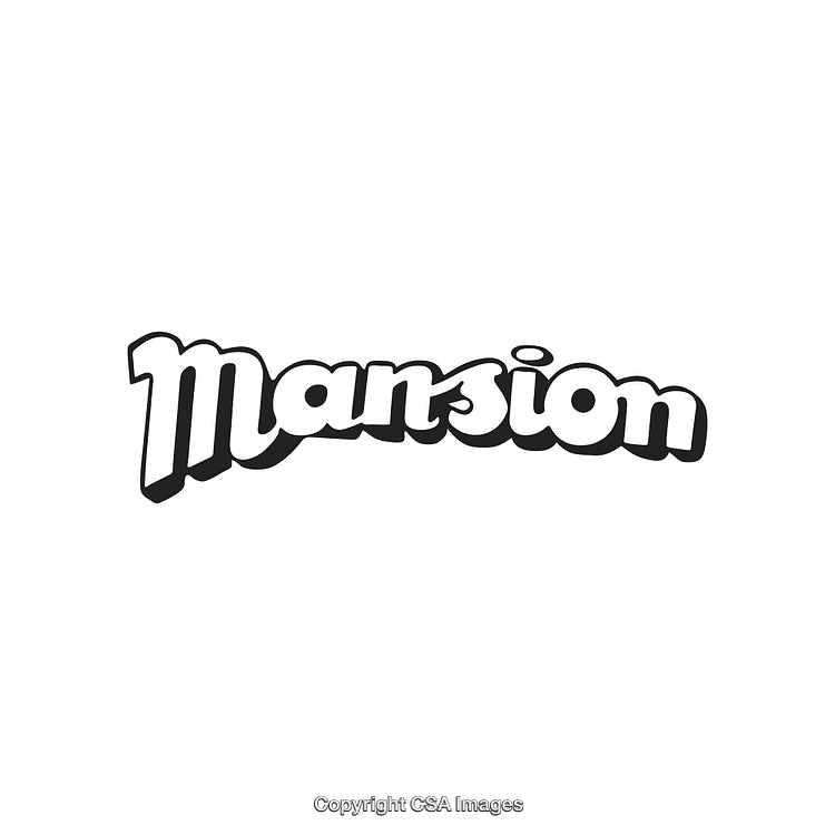 Black and White Retro Text Logo with the Word 'Mansion' in Bold Design