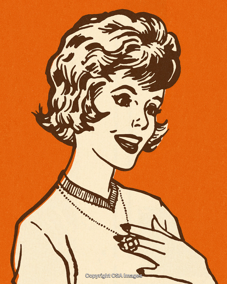 Vintage Pop Art Illustration of a Happy Woman with Retro Style