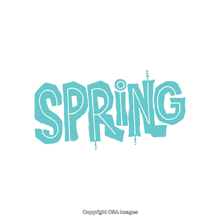 Teal Spring Typography Design with Playful and Artistic Lettering Style