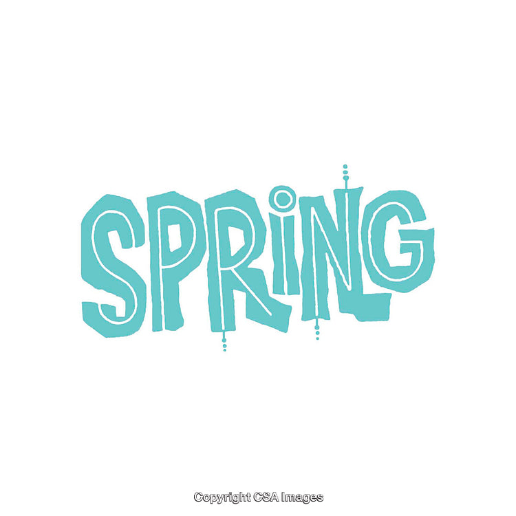 Teal Spring Typography Design with Playful and Artistic Lettering Style