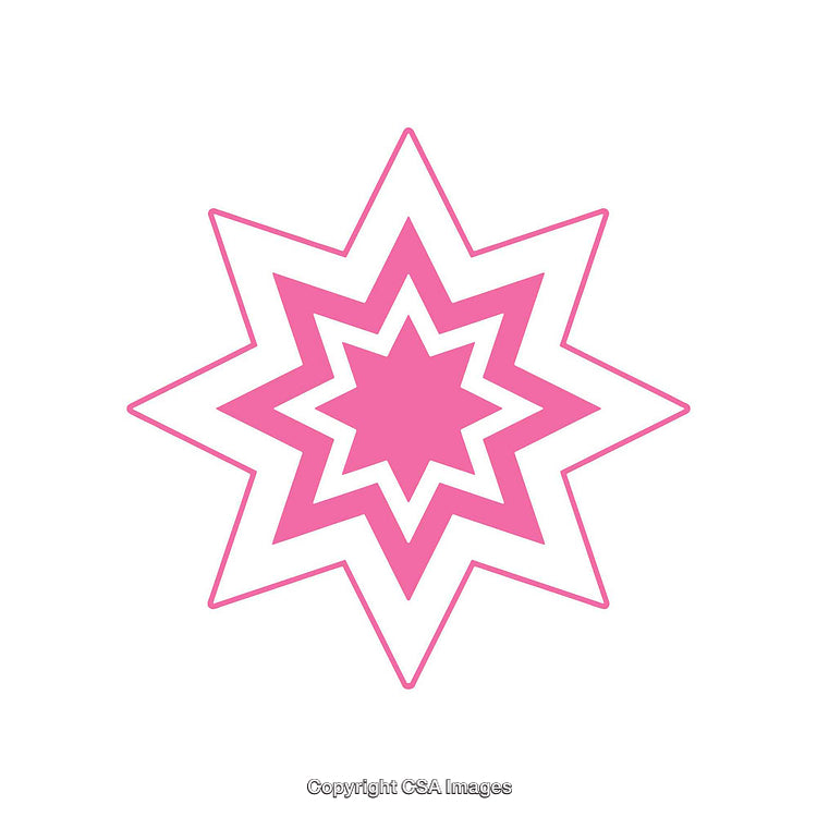 Pink Geometric Star Shape With Symmetrical Design on White Background