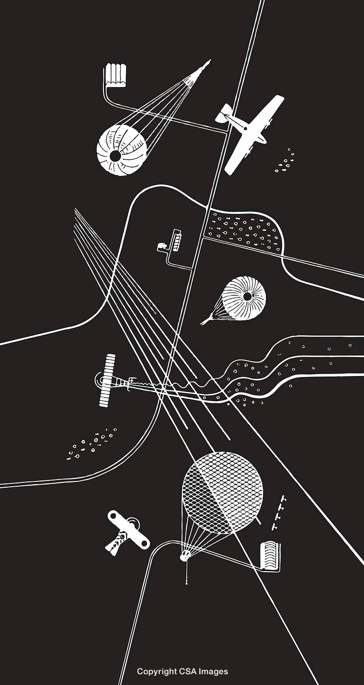 Abstract Black and White Airborne Transport Design Illustration