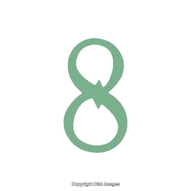 Green Artistic Number Eight Design on White Background