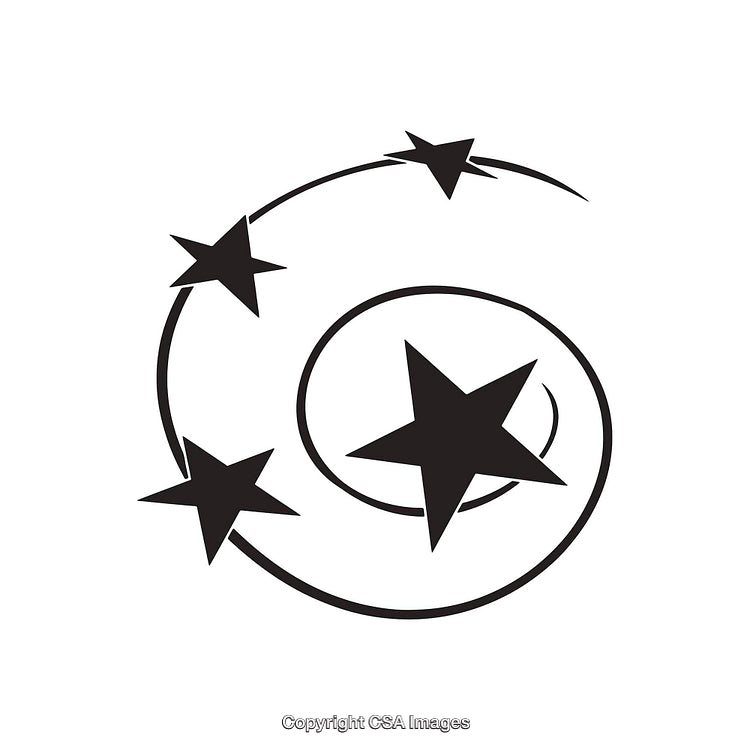 Abstract Black and White Star Swirl Design with Spiral Elements