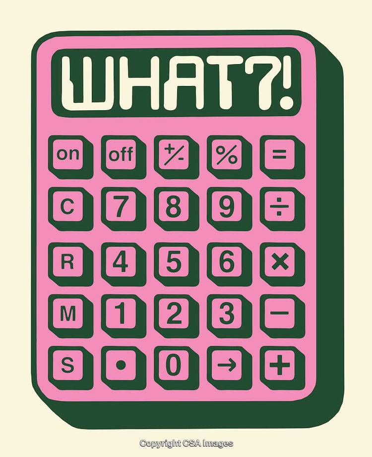 Colorful Calculator Illustration with Humorous and Bold Retro Design Elements