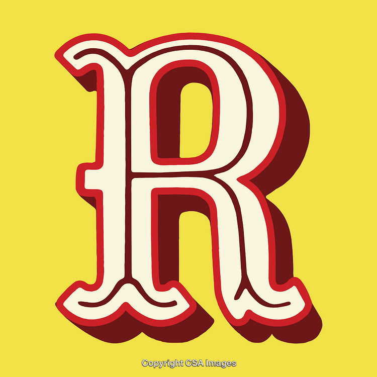 Elegant Retro Letter R Design with Bold Colors and Unique Typography