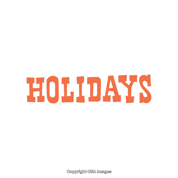 Bold Orange Text Highlighting the Word 'Holidays' on a White Background