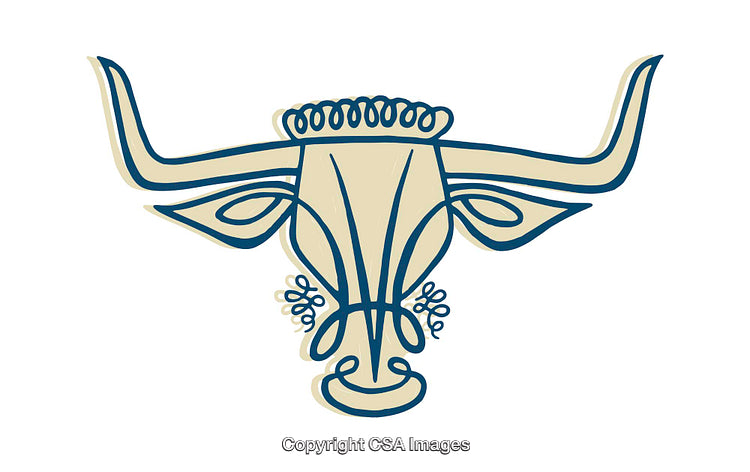 Abstract Illustration of a Bull Head in Vibrant Colors and Bold Design