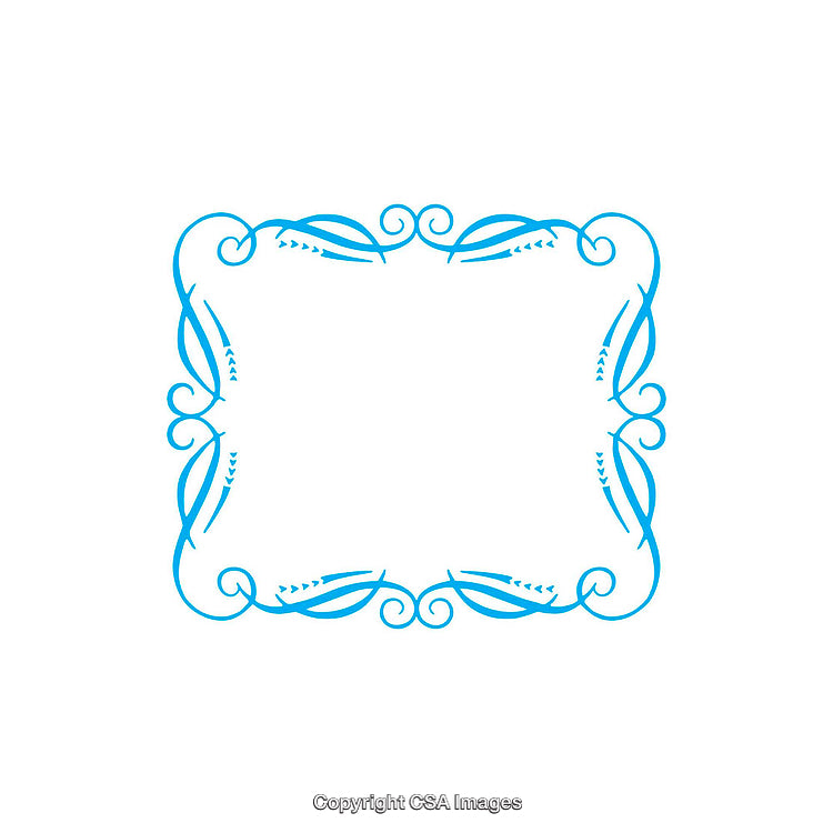 Ornate Blue Floral Frame Design on a Clean White Background