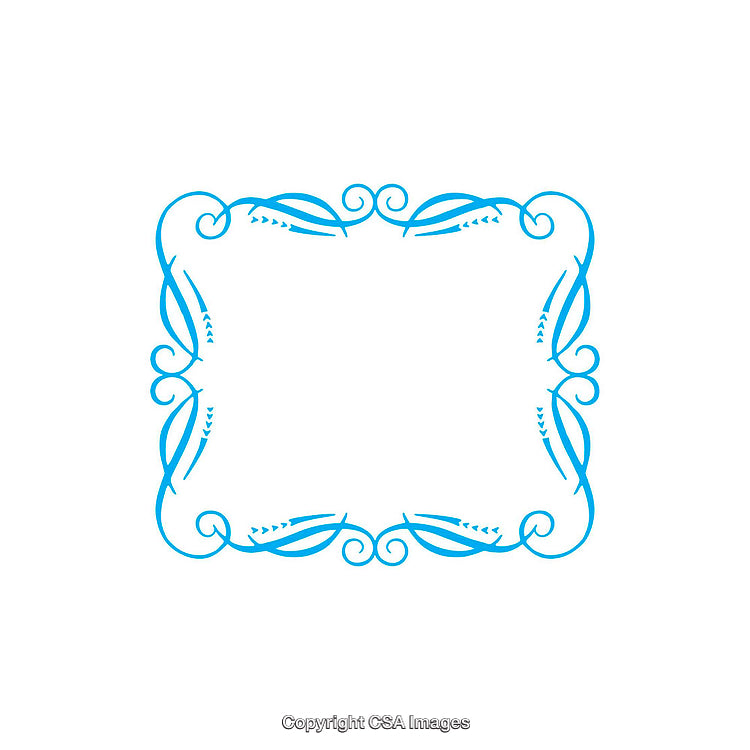 Ornate Blue Floral Frame Design on a Clean White Background