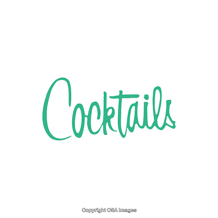 Stylish Green Calligraphy Inscription of the Word Cocktails on White Background