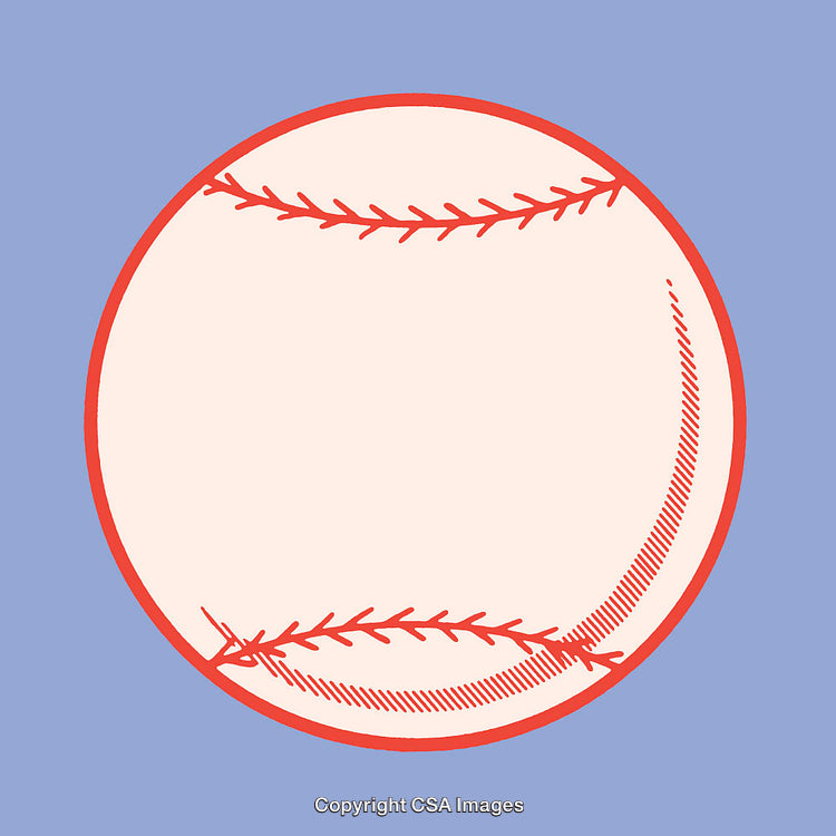 Illustration of a Baseball with Minimalist Red and Blue Design