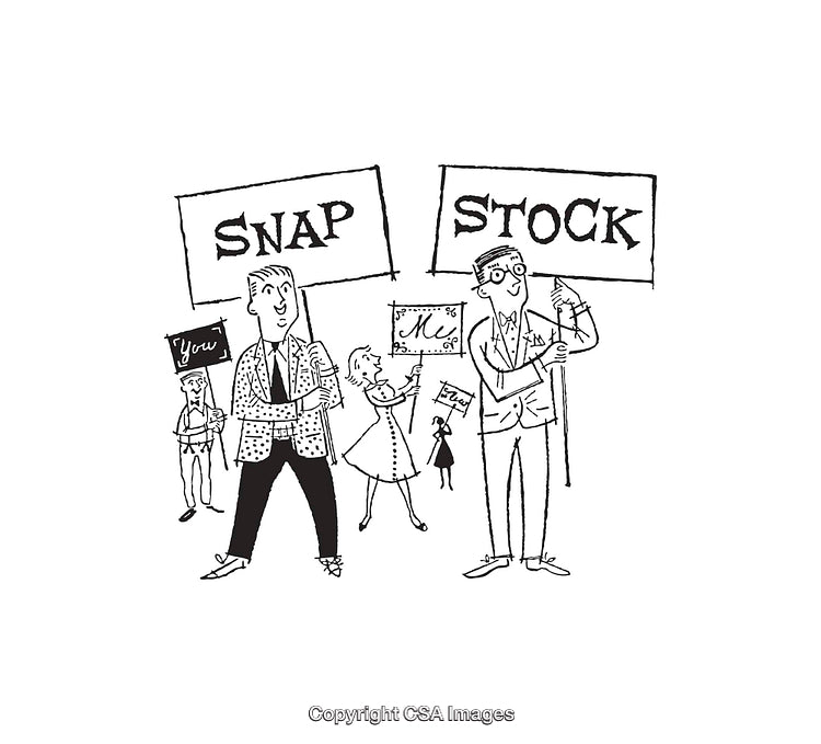 Black and White Line Art of People Holding Protest Signs