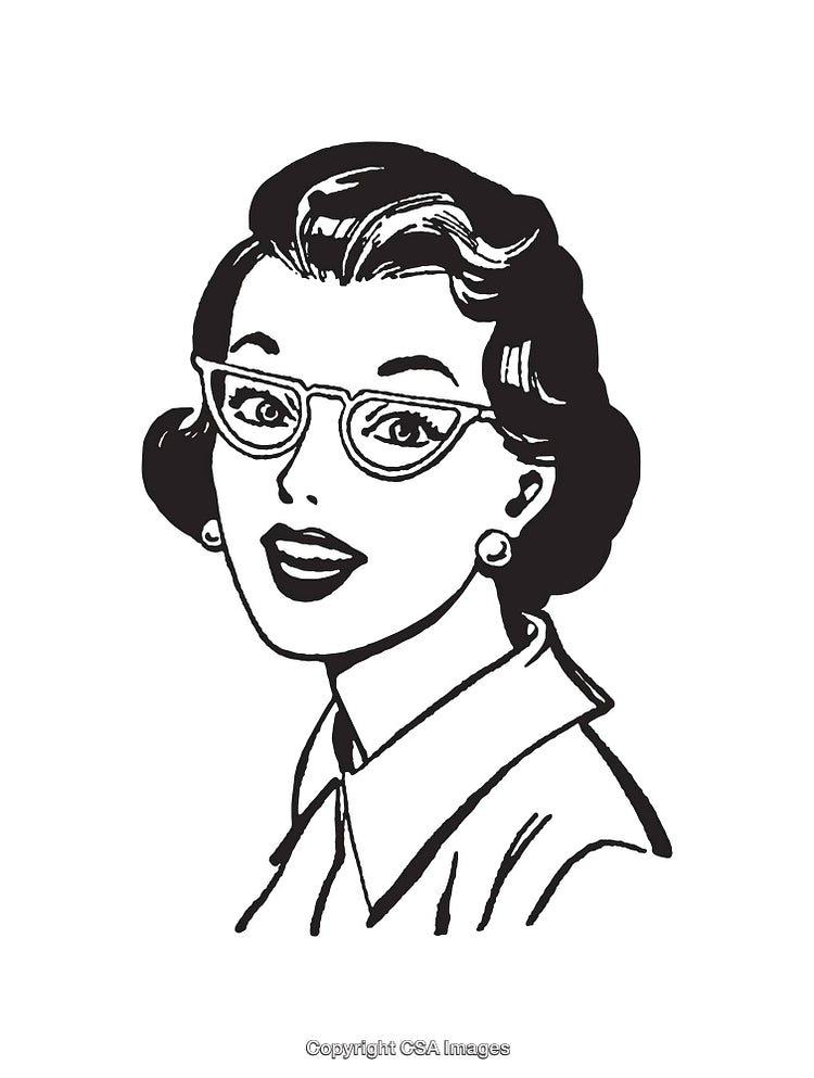 Retro Black and White Woman Illustration in Mid-Century Style
