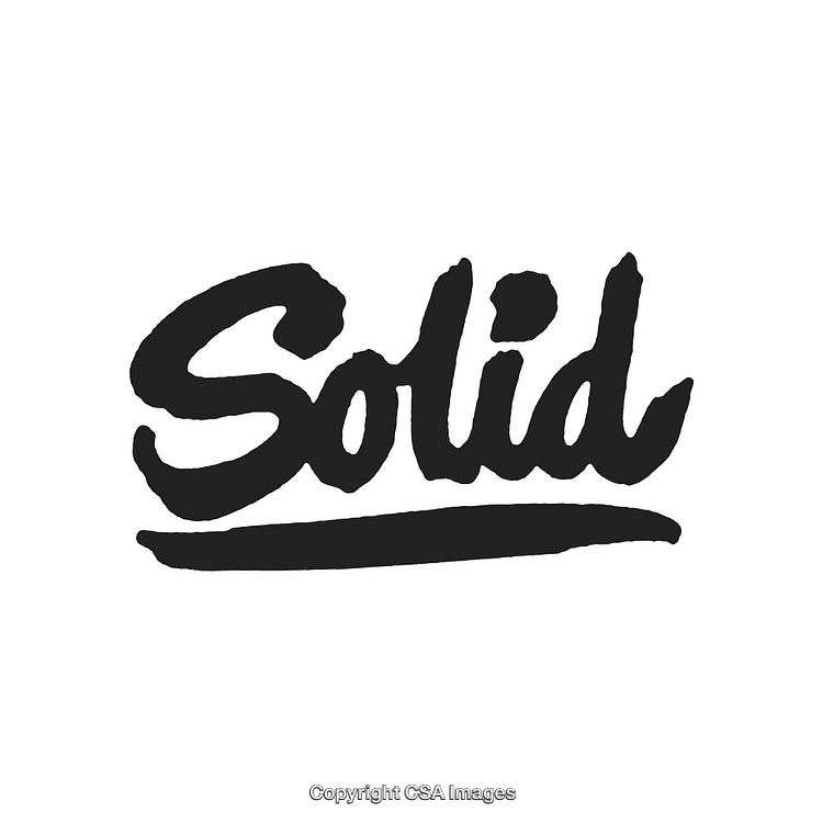 Handwritten Word 'Solid' in Bold Brush Script on White Background