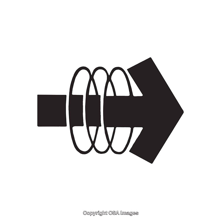 Black and White Abstract Arrow Symbol with Concentric Lines and Shapes