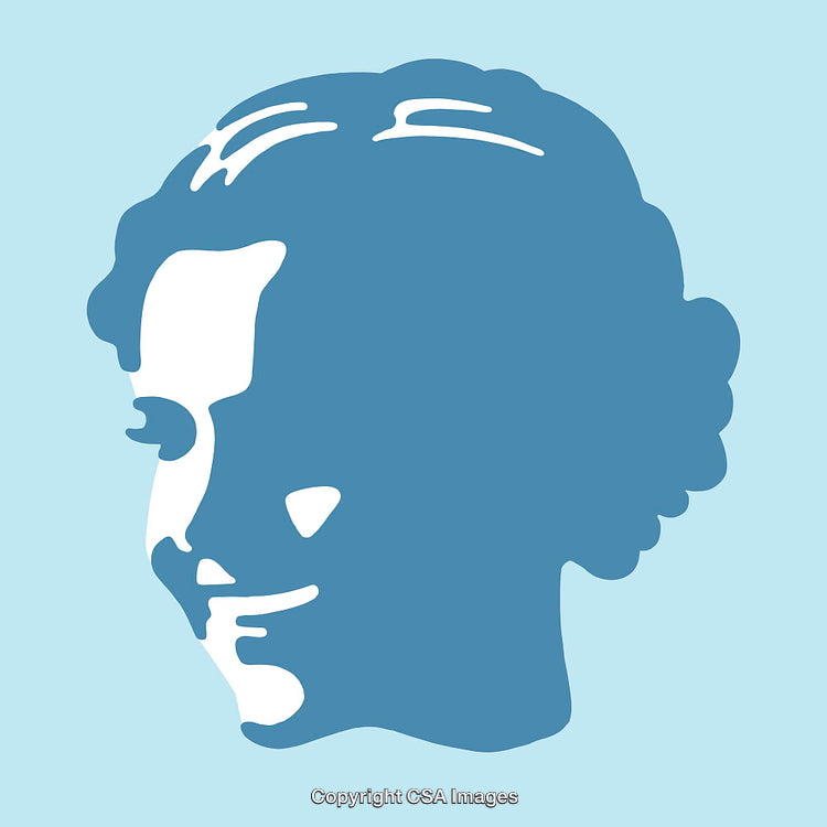 Minimalist Blue Portrait Illustration Featuring Abstract Facial Profile