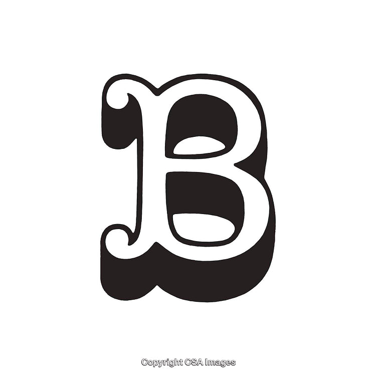 Bold Black Letter B Design with Decorative Elements on White Background