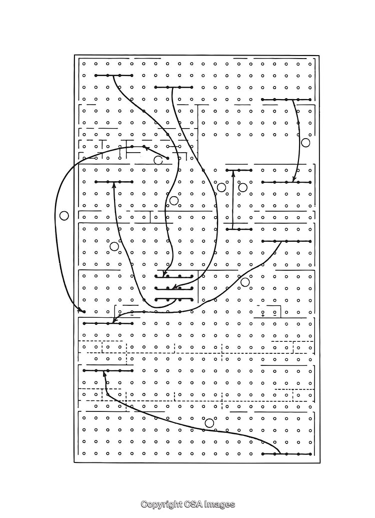 Black and White Technical Diagram with Complex Circuits