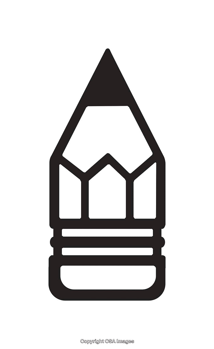 Stylized Black and White Pencil Icon with Simple Design