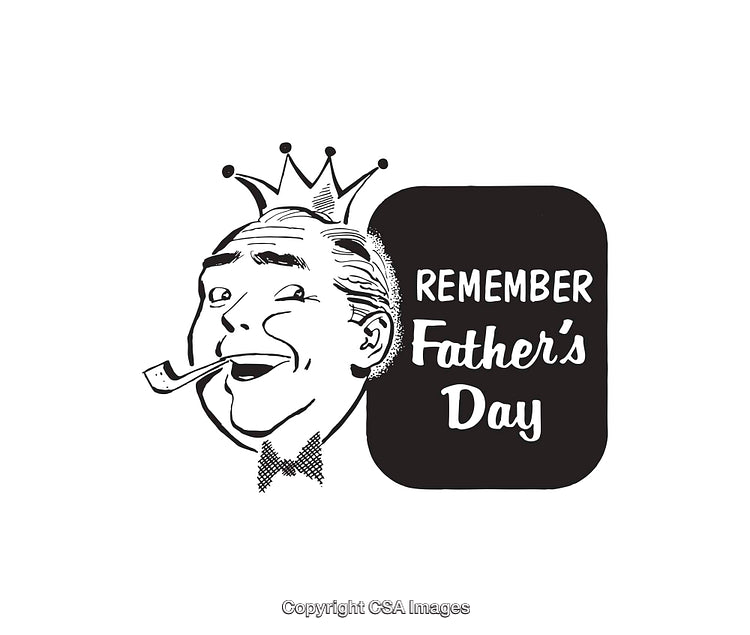 Retro Black and White Illustration Highlighting Father’s Day Reminder
