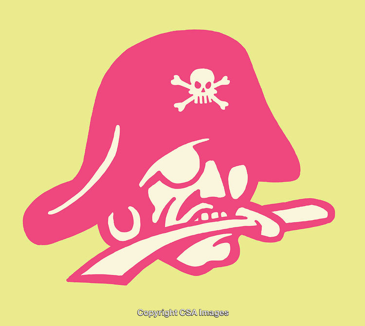 Colorful Pirate Illustration Featuring Bold Pink and Yellow Tones