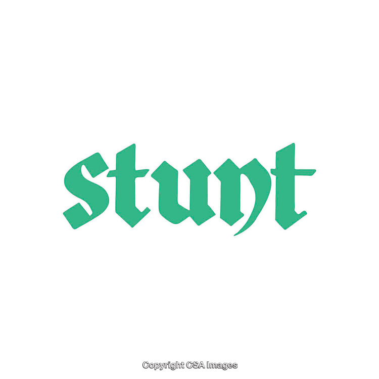 Stylized Green Stunt Word Typography on a Clean White Background