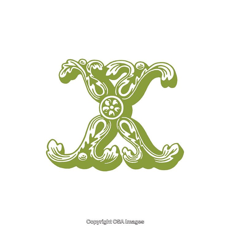 Intricate Decorative Green Letter W with Ornate Floral Design Art