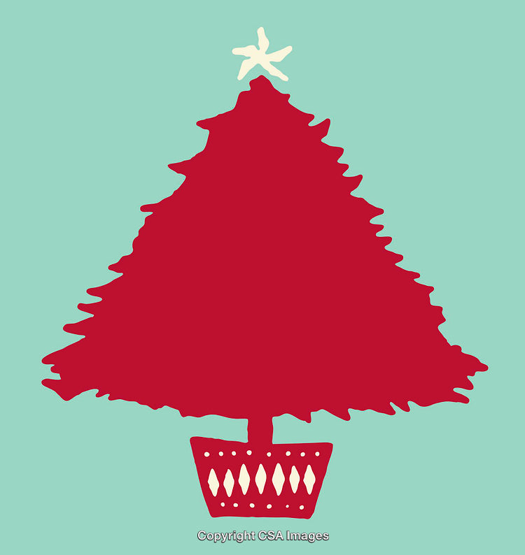 Minimalistic Red Christmas Tree Illustration With Festive Modern Style