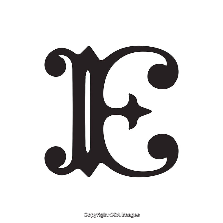 Elegant Ornamental Letter E in a Decorative Serif Style