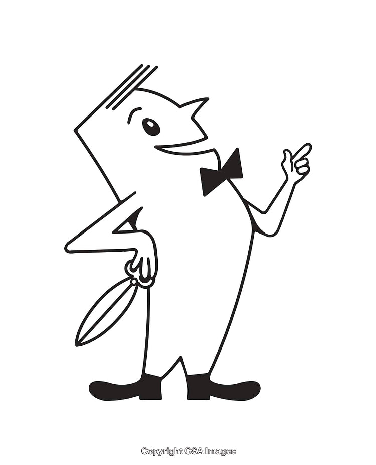 Retro Stylized Character Illustration Featuring a Cheerful Mascot in Elegant Attire