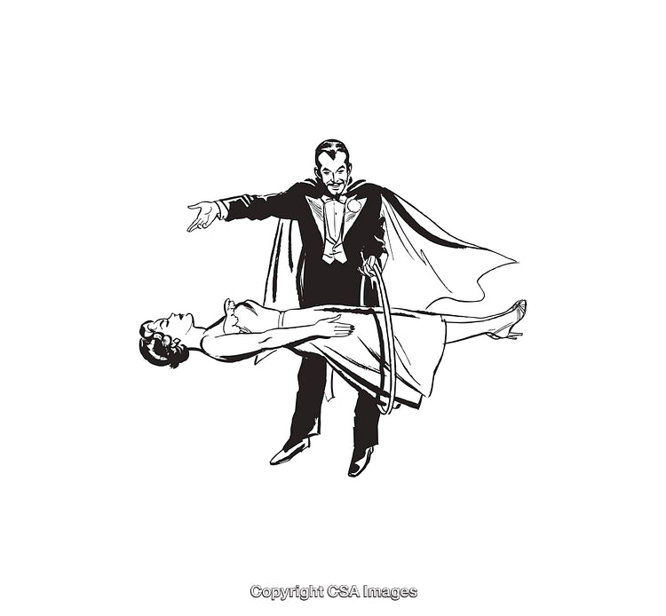 Vintage Line Art of a Magic Performance Featuring Levitation Trick