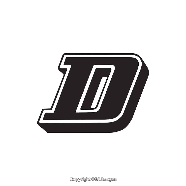 Bold Monochrome Stylized Letter D Design on White Background