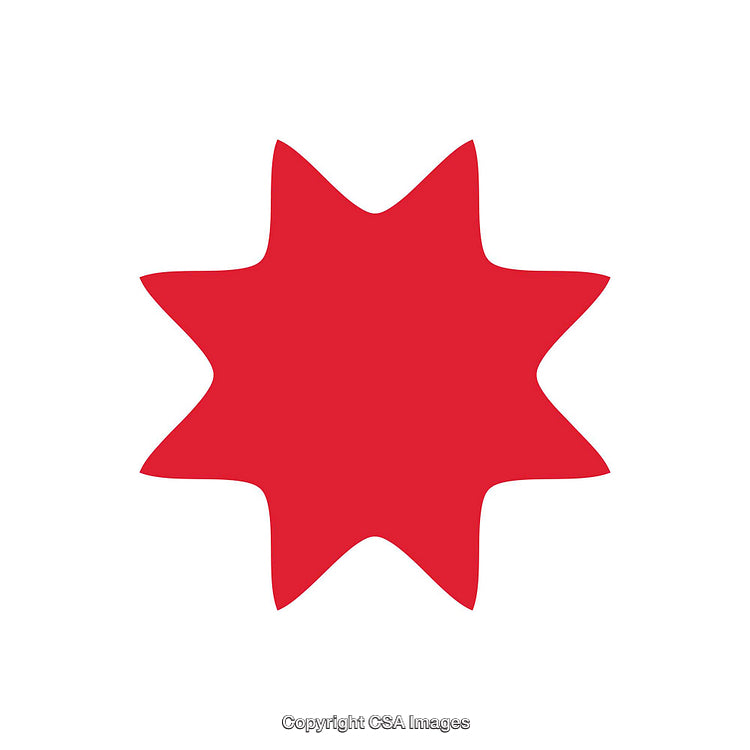 Bold Red Eight-Pointed Star Shape on a White Background