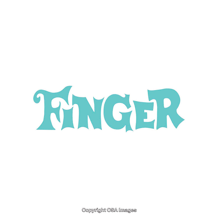 Retro Typography Lettering of the Word 'Finger' in Blue Letters