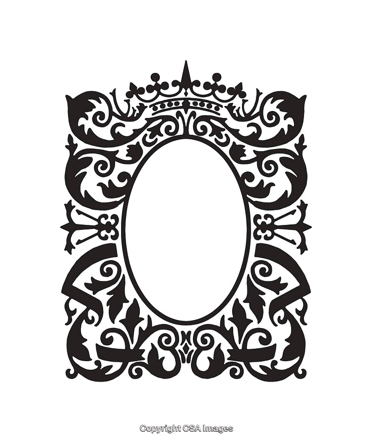 Elegant Black and White Ornamental Frame with Symmetrical Details