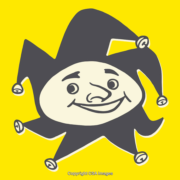Vintage Jester Illustration on a Bright Yellow Background