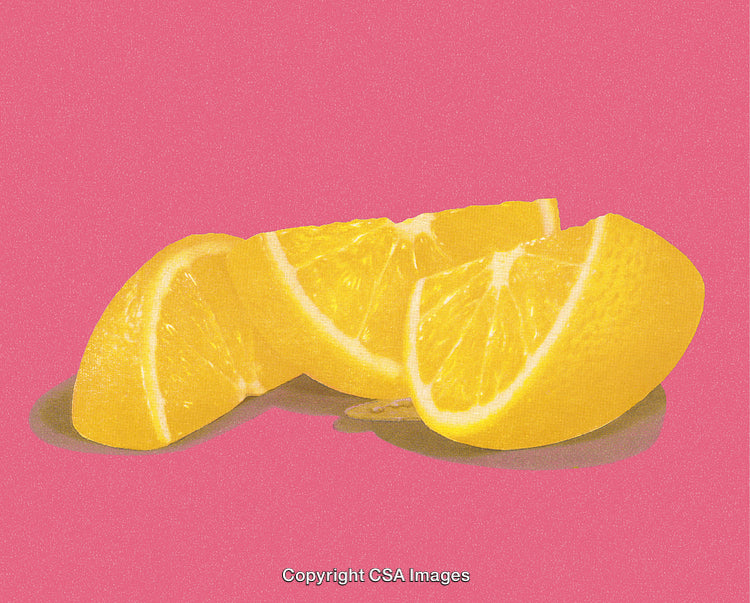 Stylized Lemon Slices with Vibrant Pink Background in Pop Art Design